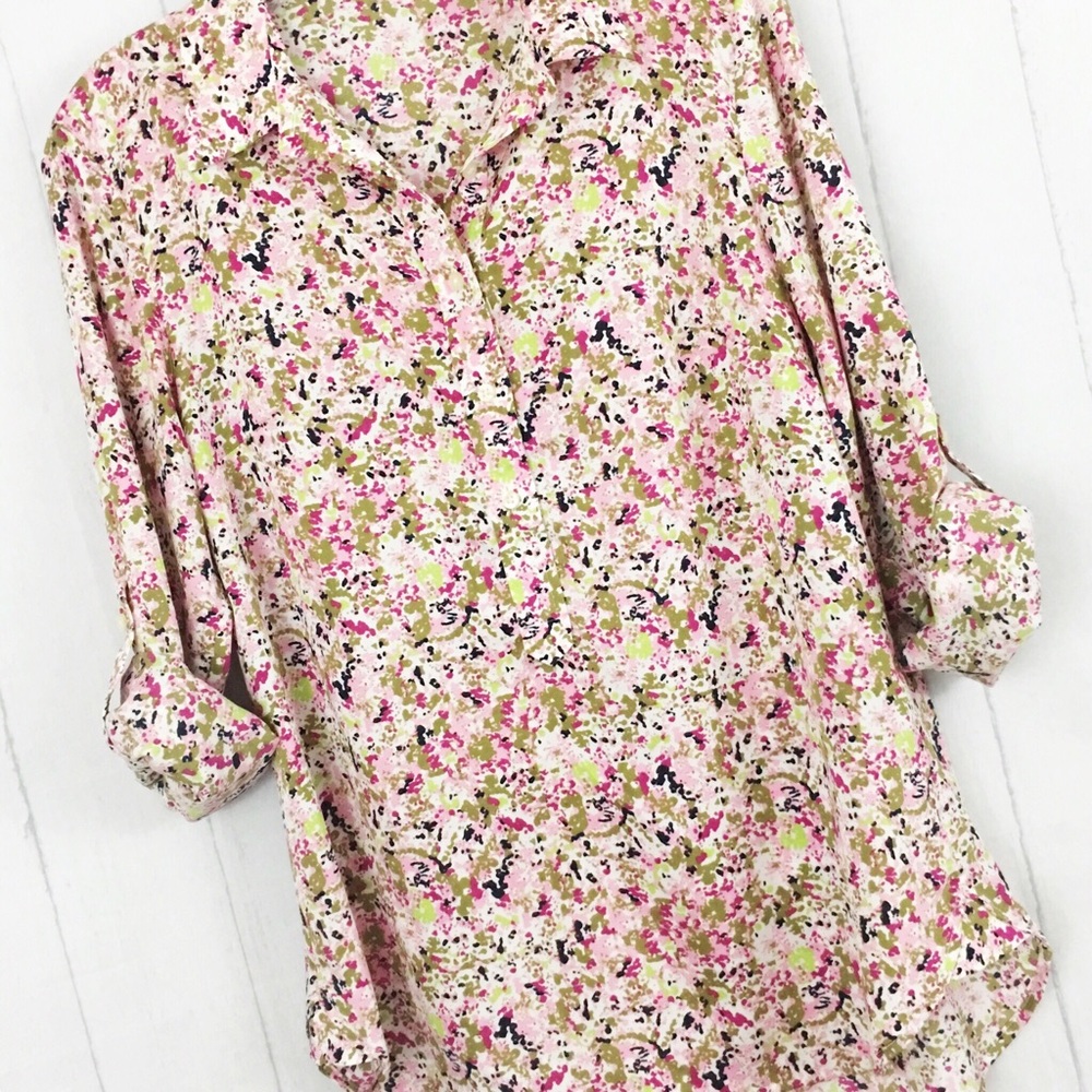 Ann Taylor Colorful Splatter Print Blouse